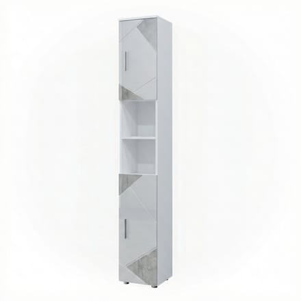 Vicco Irma Badkamerkast – 30 x 192 cm Wit hoogglans met inzetstukken