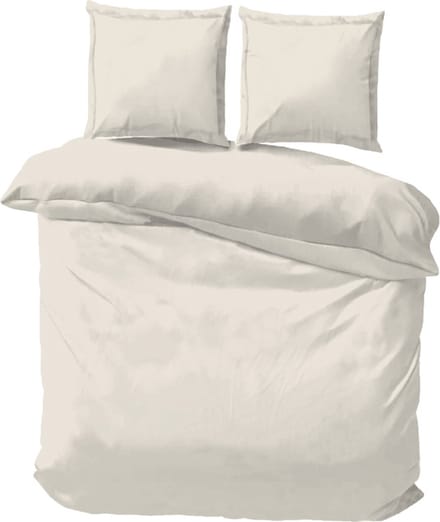 iSleep Satijn Katoen Dekbedovertrek Uni - Eenpersoons - 140x200/220 cm - Licht Beige