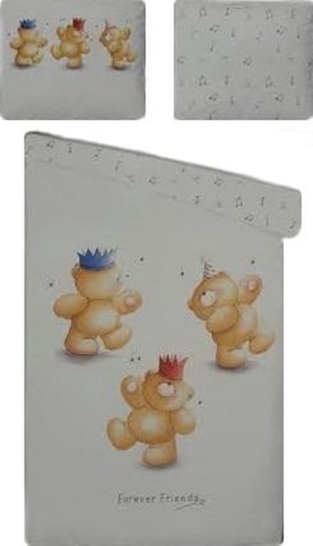 Forever Friends Cute Bear Dekbedovertrek - Eenpersoons - 140x200/220 cm - Wit