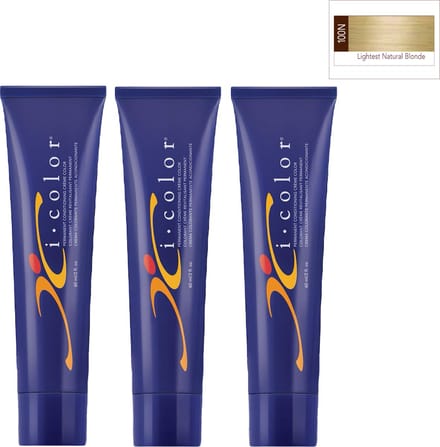 ISO i color Permanent Conditioning Crème Color 60ml 100N Lightest Natural Blonde x 3 tubes