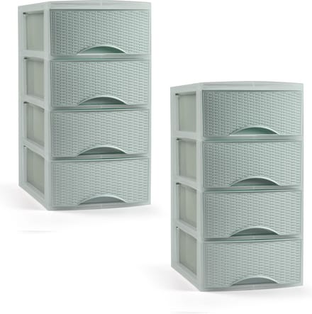 Plasticforte Ladeblokje/bureau organizer met 4 lades - 2x - mintgroen - H34 x B18 x D25 cm