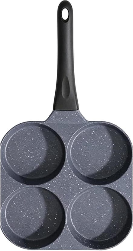 Eierpan met 4 holtes - Ontbijtpan Omeletpan - Ontbijt Bereiden - Temperatuur Indicator - 15 inch - Zwart