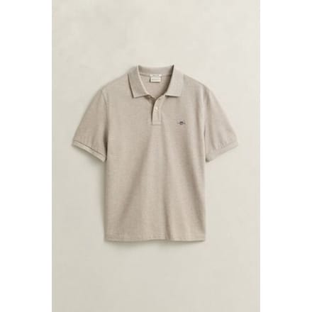 Gant Polo Fine Shield Short Sleeve Piqué Uni Oat Melange / male