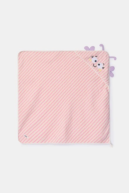 Woody Badcape roze streep-75x75cm