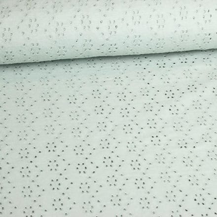 Funkytex jersey katoen stretch stof Broderie oud groen 2,5 meter