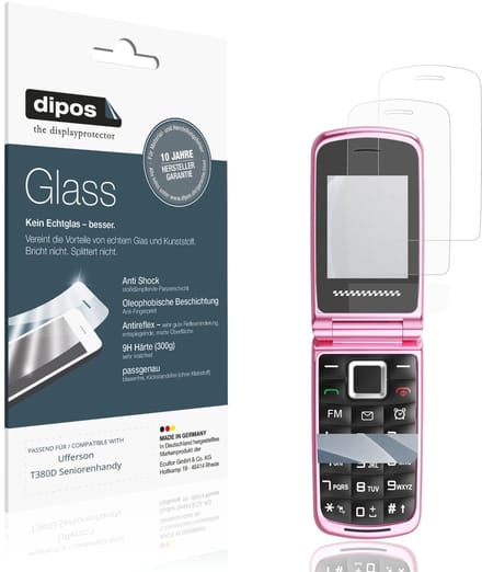 dipos – 2x Matte Pantserfolie geschikt voor Ufferson T380D Seniorenhandy | 9H Screenprotector