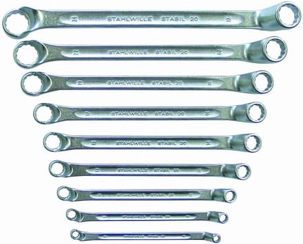 Dubbele Ringsleutelset - Steeksleutelset Motor - Motoronderhoud - Diep Gebogen - 8-delig - Metaal