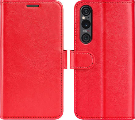 MobyDefend Hoesje - Geschikt voor Sony Xperia 1 VI - Wallet Book Case (Sluiting Achterkant) - Rood