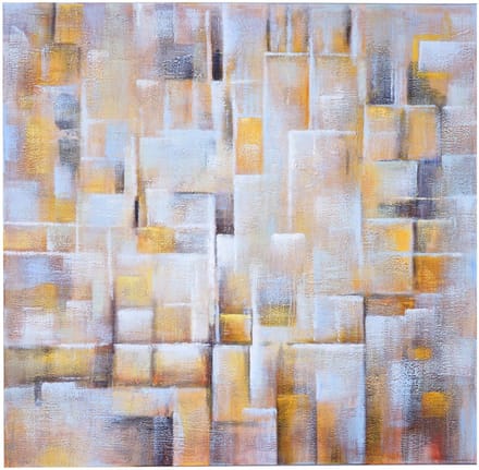 Olieverf Kubussen, 100% handgeschilderd muurschildering XL, 100x100cm