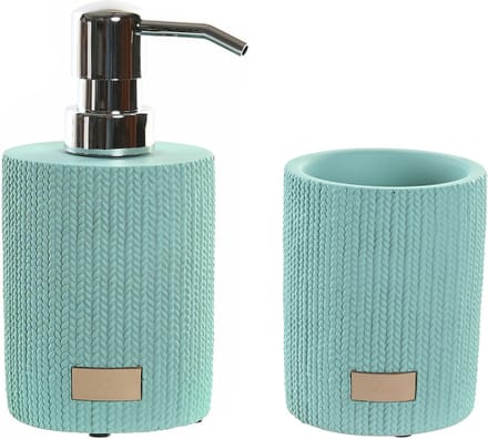 Items badkamer accessoires set drinkbeker/zeeppompje 300ml - mintgroen