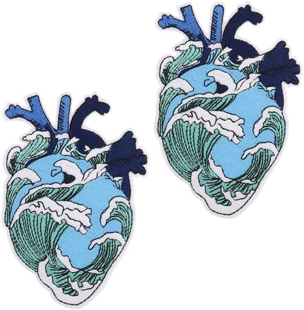 Dailygoody - Oceaan in Hart Patches - Geborduurd - 12.4x9cm