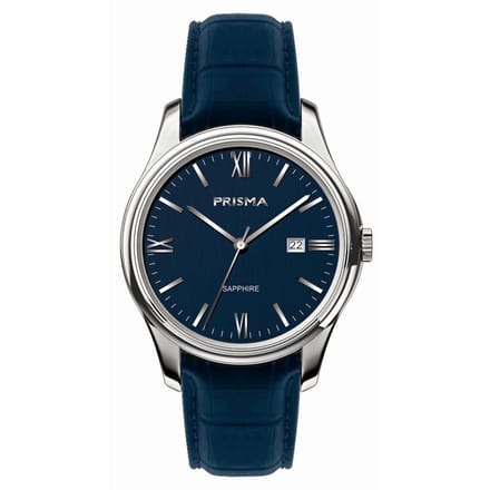 Prisma Horloge P.2017 Heren Alfa Silver blue Edelstaal saffier