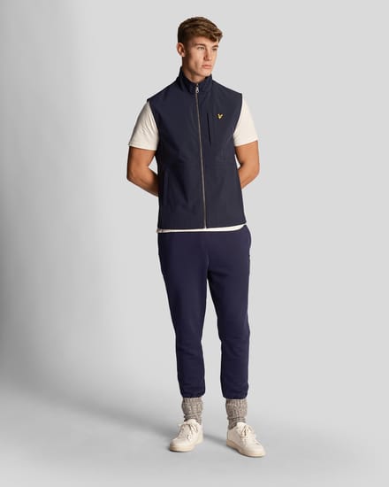 Lyle & Scott softshell marineblauw giletjack met logo