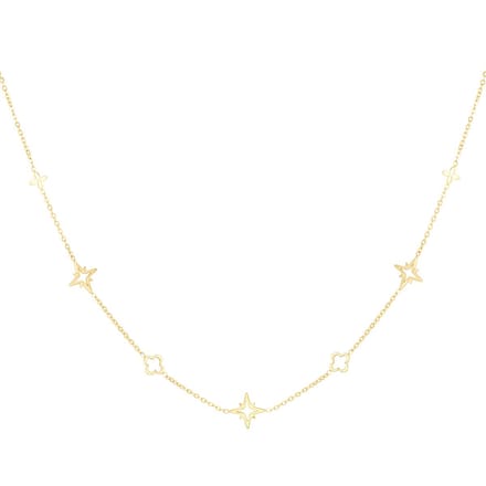 Yehwang - ketting clover and star gold - stainless steel - kadotip - waterproof