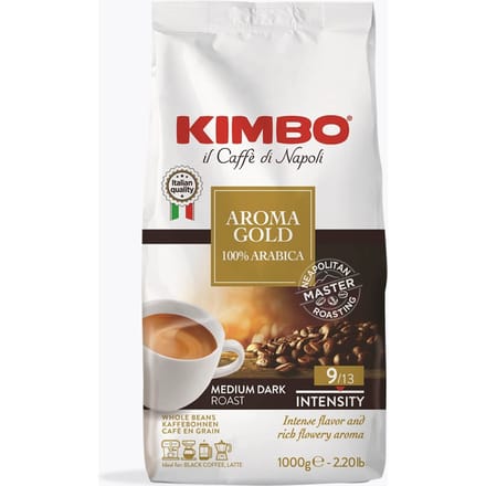 Kimbo Gold Espresso 1 kg | Ganze Bohne | 100% Arabica, mild, nussig, aus Südamerika, Italien | Spitzen-Kaffee für den perfekten Genussmoment