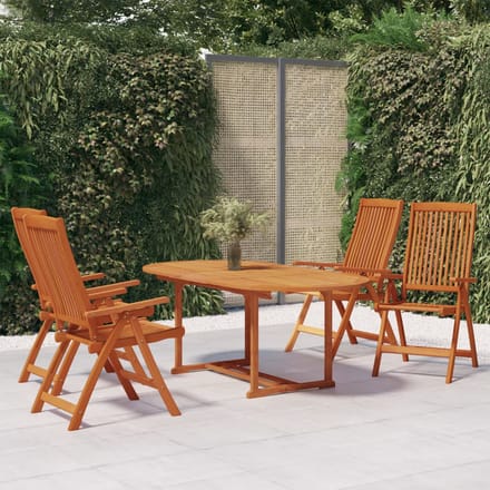 vidaXL - 5-delige - Tuinset - massief - eucalyptushout