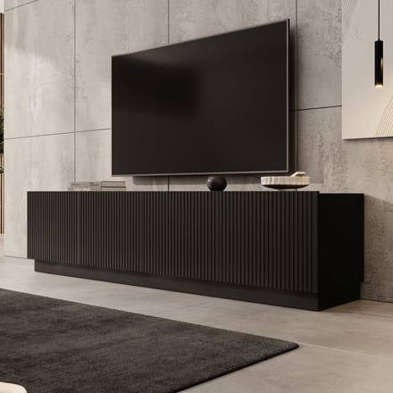 Meubella - Lucera - TV-Meubel - Zwart - 200x42x48 cm