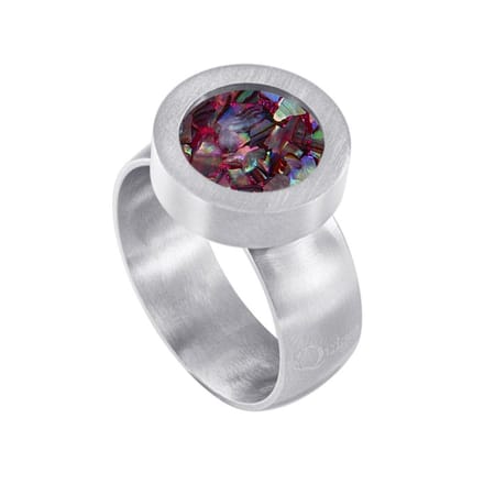 Quiges RVS Schroefsysteem Ring Zilverkleurig Mat 20mm met Verwisselbare Multi Vlokjes Schelp 12mm Mini Munt