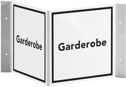 Panorama bord met tekst garderobe, 300 x 150 mm - kunststof