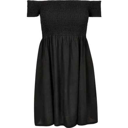 Urban Classics Smoked Off Shoulder Dames Mini-jurk - zwart - S
