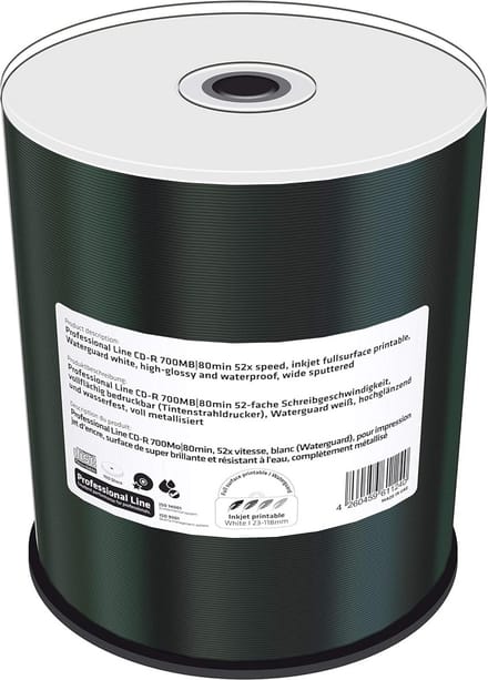 Professionele Bedrukkbare CD-R 700MB voor Inkjetprinters - 100 Stuks