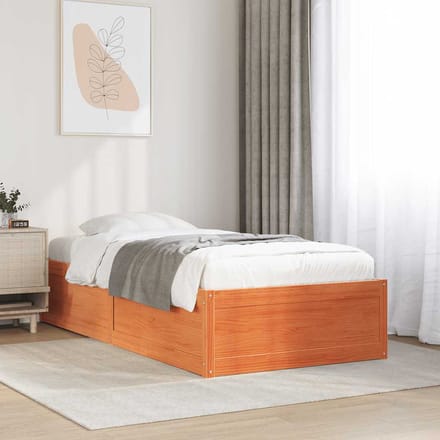vidaXL - Bedframe - zonder - matras - massief - grenenhout - wasbruin - 90x190 - cm