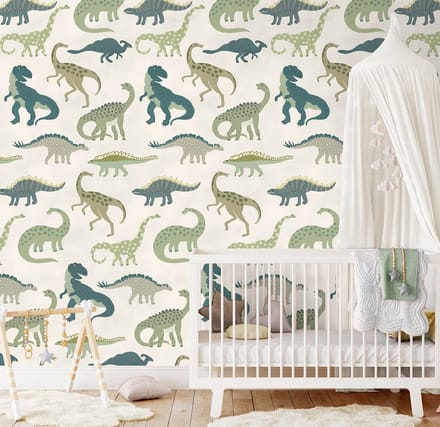 INGK Kinderbehang - Olive & Noah - Dino's Play Green