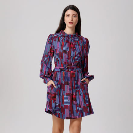 Korte blouse-jurk met grafische print