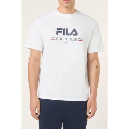 FILA Doccia Relaxed Logo Graphic T-shirt Bright White Größe: M | Basic T-Shirts Outlet | Herren | Weiß