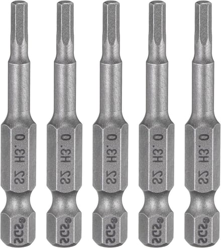 3mm Hex Bits Set van 50mm lang, HRC60±1 Hardheid, 5 Stuks Magnetische Schroevendraaier Bits van S2 Staal voor Precisiewerk
