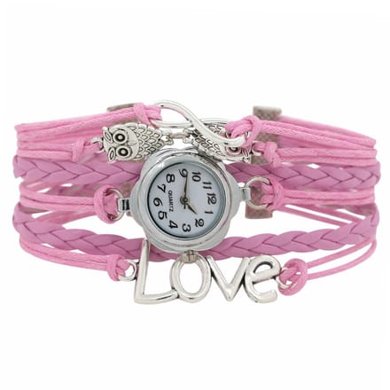 Fako - Armband Horloge - Multi Infinity Uiltjes Love - Roze