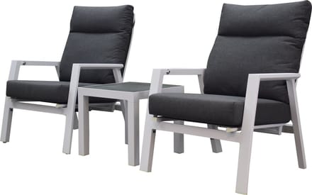 Vegas lounge balkonset 3 delig verstelbaar aluminium wit