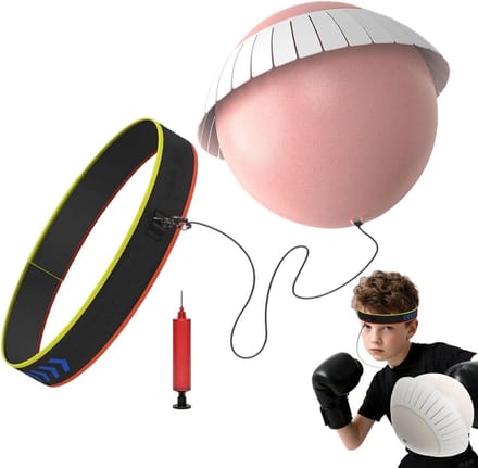 Boksbal - Reflex bal - Coördinatie verbeteren - Verstelbare hoofdband - Minder dan 21cm - Roze