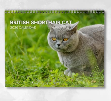 Kattenkalender 2026: Britse Korthaar Maandplanner met Notitieruimte, A4 Formaat