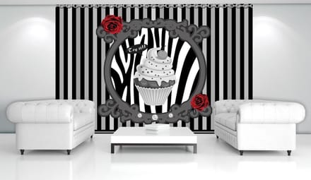 Cupcake Stripes Grey Photo Wallcovering