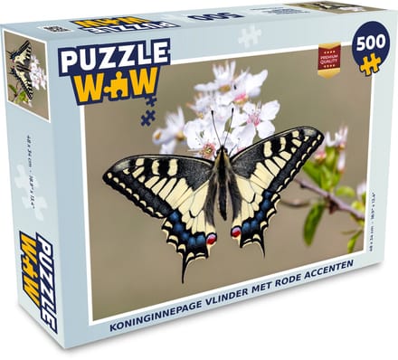 Puzzel Koninginnepage vlinder met rode accenten - Legpuzzel - Puzzel 500 stukjes