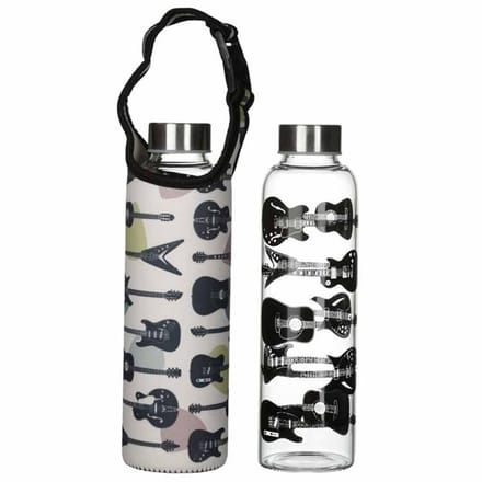 Glazen waterfles met houder - Headstock Gitaar