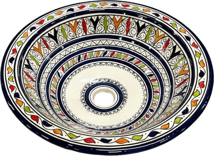Marokkaanse handgemaakte waskom - Aardewerk (opbouw) wasbak Ø 40 cm