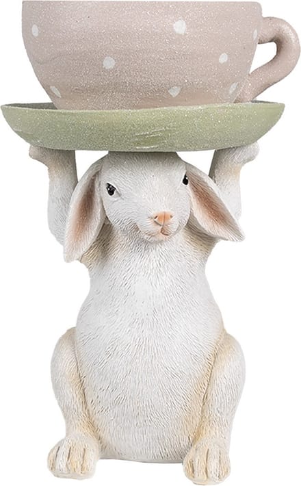 Clayre & Eef Beeld Konijn 24 cm Beige Roze Polyresin