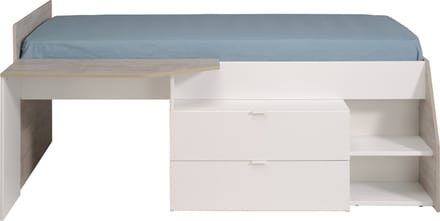 Parisot Kajuitbed Milky Wit/Grijseik met Lattenbodem 90x200