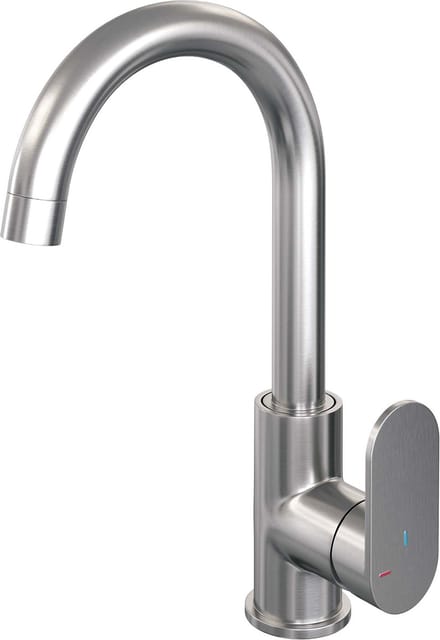 Wastafelkraan Brauer Brushed Edition R1 Coldstart Opbouw Hoog Mengkraan Geborsteld Koper PVD 1 Greeps Draaibare Uitloop