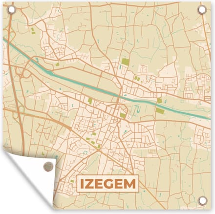 Tuindoek België - Kaart - Stadskaart - Plattegrond - Izegem - 100x100 cm