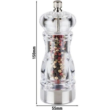 GGM Gastro (6 Stück) Pfeffermühle - CLEARGRIND - Acryl - Höhe: 150mm - Transparent