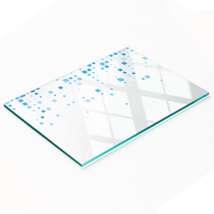 Decoratieve snijplank van gehard glas met blauwe vierkantjes, 80x52 cm