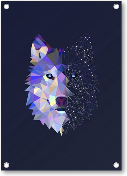 Abstracte Wolf - Tuinposter 50x70 - Wanddecoratie - Minimalist - Dieren