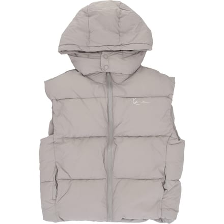 Klein kenmerkend puffervest voor heren, lichtgrijs, mouwloos donsjack