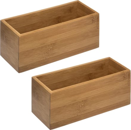 5five opbergbox - 2x - voor sieraden/make-up - 23 x 9,5 cm - bamboe hout - nagellak box - sieraden box - make-up box - organizer