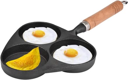 Omelet Pan - Eierpan Hamburgerpan - Ontbijt Bakken - Drie Vormen - 38 cm Diameter - Zwart