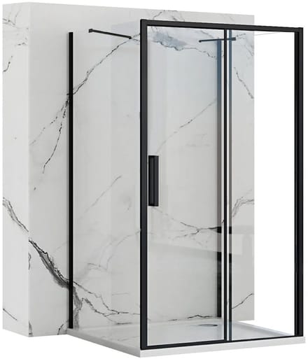 Rea Rapid Slide Black 150X80 - 195 cm - U-Douchecabine - Rechthoek - Zwart