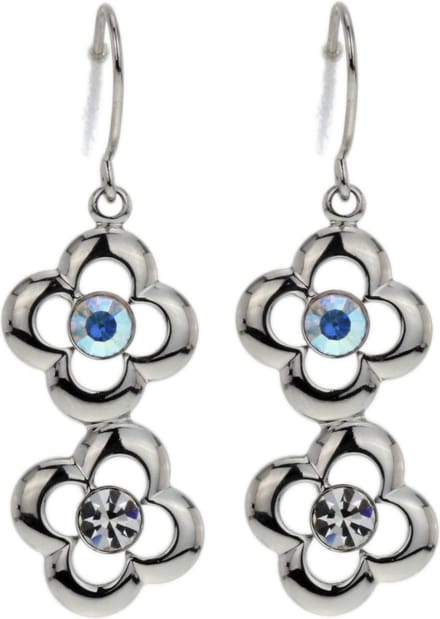 Behave - Oorbellen hangers bloem zilverkleur - Elegant & feestelijk